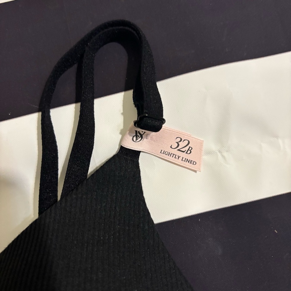 Victoria's Secret Black Ribbed Lightly Lined Full Coverage T-Shirt Bra 32B - Picture 4 of 5